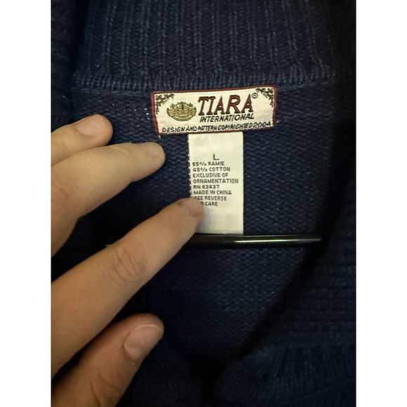 Vintage Tiara International Zip Sweater Embroidered Fall Autumn Sweater Sz L - Picture 5 of 8